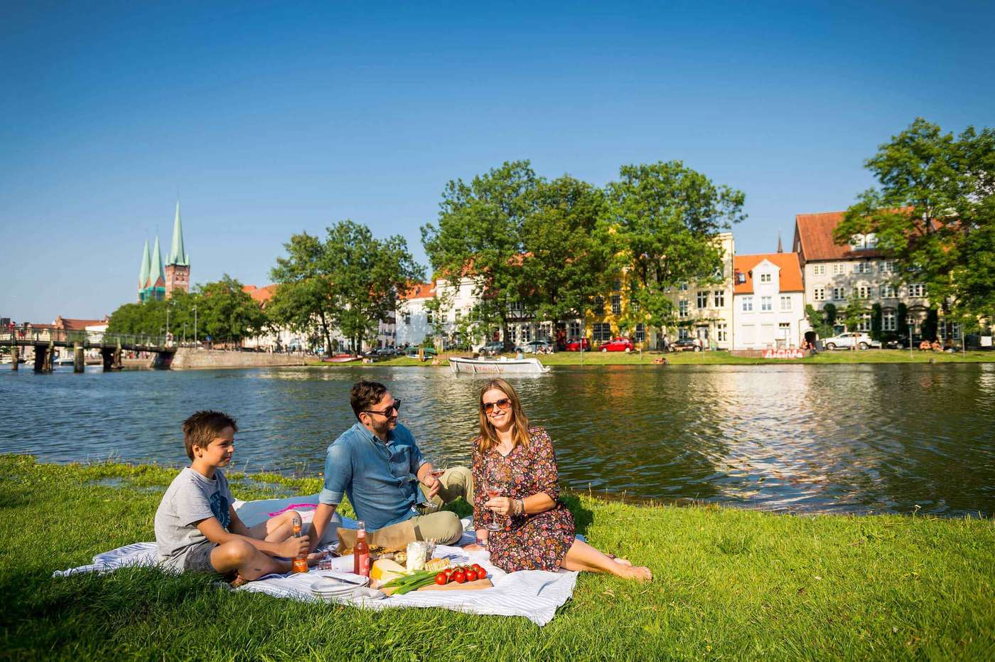 Idyllischer Blick auf Lübecks Wasser